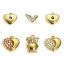 Picture of 304 Stainless Steel Valentine's Day Charms Gold Plated Heart Multicolor Rhinestone