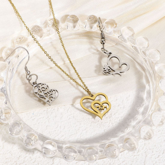 Bild von 1 Stück 304 Edelstahl Valentinstag Charms Herz Bunt Blume Blätter Hohl