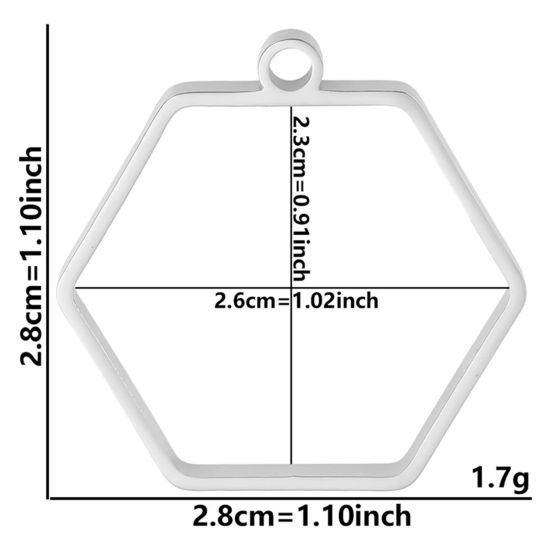 Picture of 304 Stainless Steel Open Back Bezel Pendants For Resin Geometric Hollow