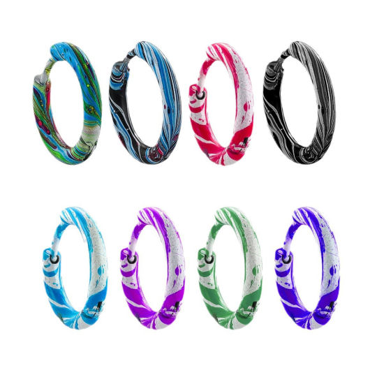 Picture of 304 Stainless Steel Hoop Earrings Round Enamel 12mm Dia.