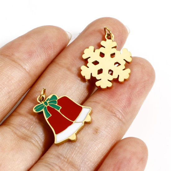 Immagine di 1 Pz 304 Acciaio Inossidabile Natale Charms Smalto