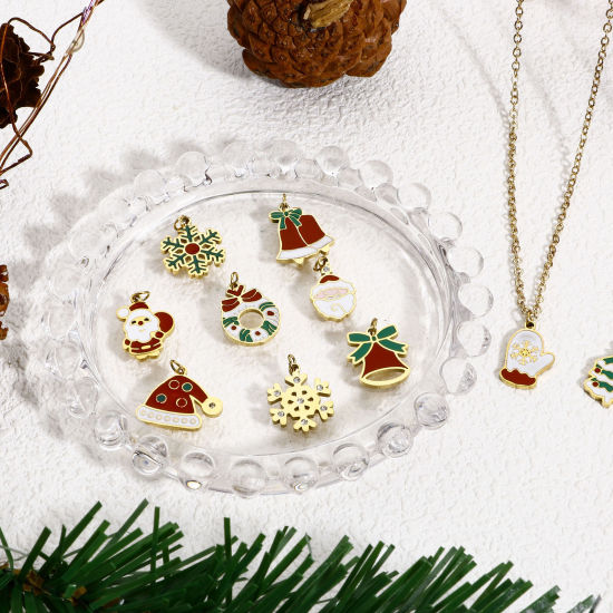Immagine di 1 Pz 304 Acciaio Inossidabile Natale Charms Smalto