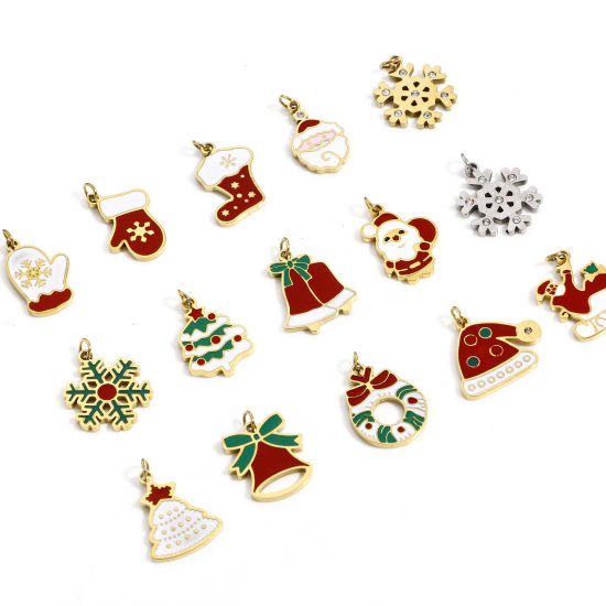 Immagine di 1 Pz 304 Acciaio Inossidabile Natale Charms Smalto