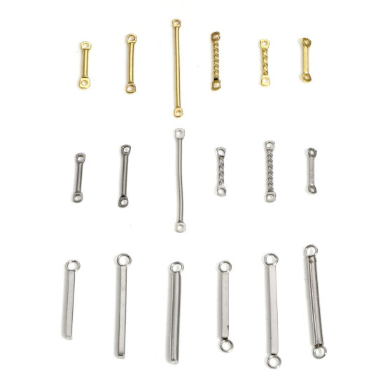 Picture of 10 PCs Vacuum Plating 304 Stainless Steel Connectors Charms Pendants Sticks