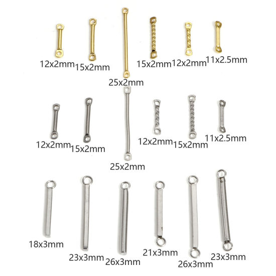 Picture of 10 PCs Vacuum Plating 304 Stainless Steel Connectors Charms Pendants Sticks