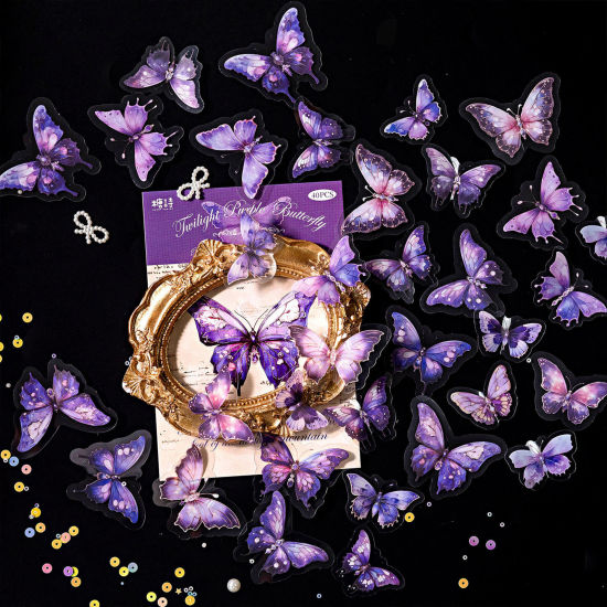 Picture of ( 40 PCs/Set) PET Insect DIY Scrapbook Deco Stickers Multicolor Butterfly Animal 16cm x 10cm