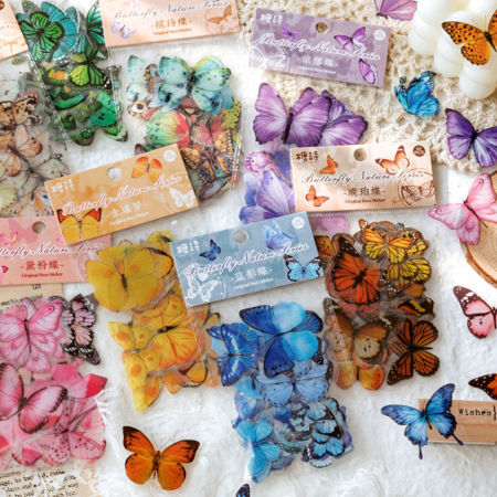 ( 40 PCs/Set) PET Insect DIY Scrapbook Deco Stickers Multicolor Butterfly Animal