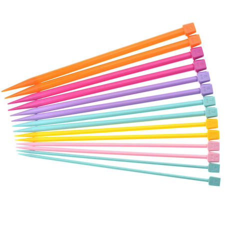 Acrylic Single Pointed Knitting Needles DIY Knit Tools Accessories Multicolor 25cm(9 7/8") long