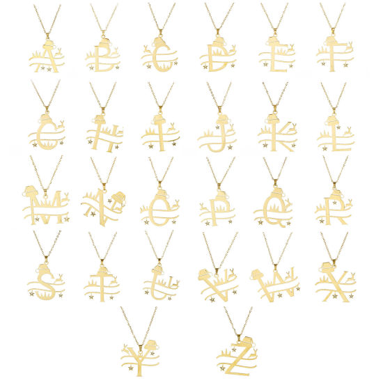 Immagine di 1 Pz 304 Acciaio Inossidabile Cavo Catena Collana Oro Placcato Cappelli di Natale Renna 40cm Lunghezza