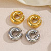 Picture of Eco-friendly Vacuum Plating Simple & Casual Hip-Hop 304 Stainless Steel C Shape Hollow Non Piercing Clip-on Earrings Unisex Party