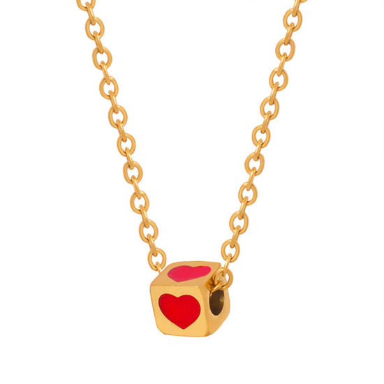 Imagen de 1 Unidad Respetuoso del Medio Ambiente Retro Elegante Multicolor 304 Acero Inoxidable Cable Cadena Cruz Dados Corazón Esmalte Collar con Colgante Unisexo Fiesta