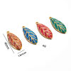 Picture of 304 Stainless Steel Retro Pendants Gold Plated Multicolor Leaf Enamel