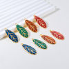 Picture of 304 Stainless Steel Retro Pendants Gold Plated Multicolor Leaf Enamel