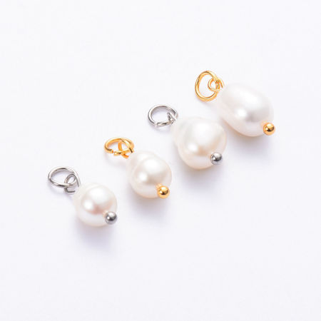 2 Pz Ecologico Acciaio Inossidabile 304 & Perla Naturale Charms Baroque Multicolore
