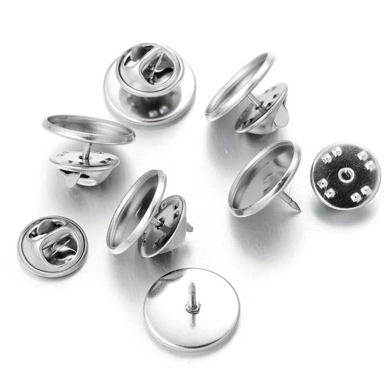 Picture of 304 Stainless Steel Brooches Accessories Silver Tone Cabochon Settings