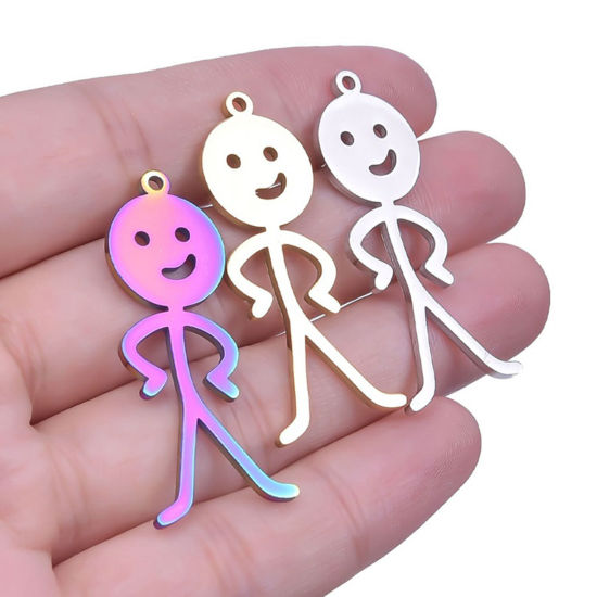 Picture of 304 Stainless Steel Charms Human Hollow 3.7cm x 1.3cm
