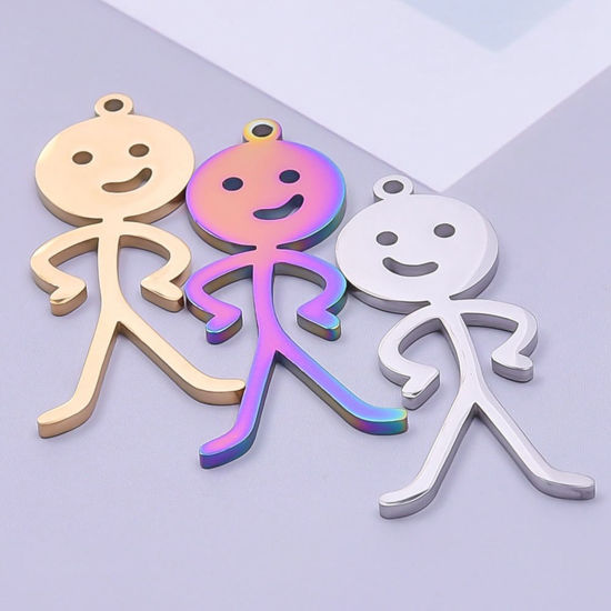 Picture of 304 Stainless Steel Charms Human Hollow 3.7cm x 1.3cm