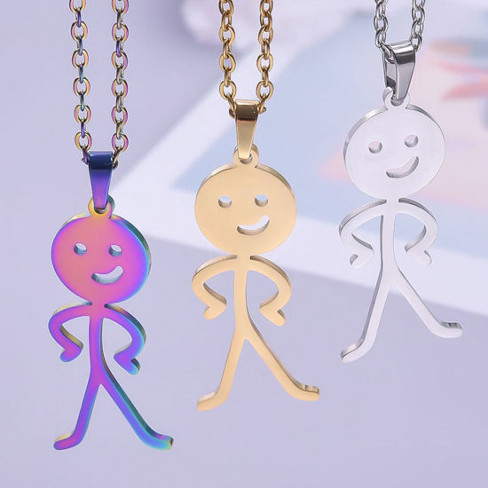 Picture of 304 Stainless Steel Charms Human Hollow 3.7cm x 1.3cm