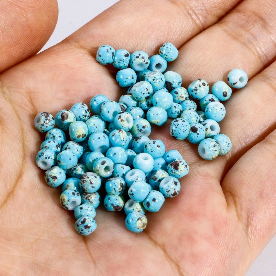 Picture of 10 Grams Glass Seed Beads Round Multicolor Imitation Stone 4mm x 3.5mm