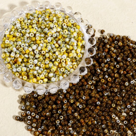 Picture of 10 Grams Glass Seed Beads Round Multicolor Imitation Stone 4mm x 3.5mm