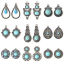 Immagine di 5 Pz Lega di Zinco Stile Bohemien Charms Argento Antico Verde Blu Con Resina Cabochon Imitazione Turchese