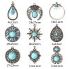 Bild von 5 Stück Zinklegierung Böhmischer Stil Charms Antiksilber Cyan Mit Harz Imitat Howlith Cabochons