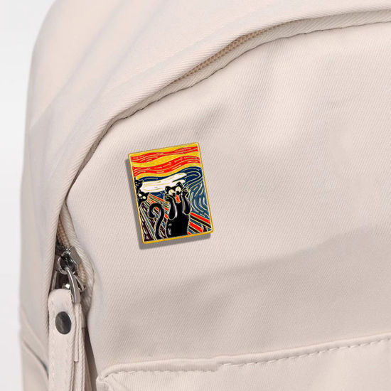 Picture of Retro Pin Brooches Cat Animal Painting Multicolor Enamel