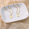Picture of Eco-friendly Simple & Casual Stylish 18K Gold Plated 304 Stainless Steel Link Cable Chain Rectangle Initial Alphabet/ Capital Letter Message " A-Z " Pendant Necklace For Women Mother's Day