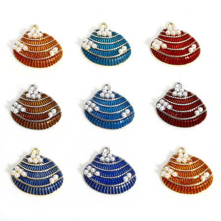 Brass Charms Real Gold Plated Shell Enamel 20mm x 20mm