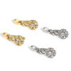 Picture of Brass Pendant Pinch Bails Clasps Flower Real Gold Plated Clear Cubic Zirconia 20mm x 8mm