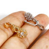 Picture of Brass Pendant Pinch Bails Clasps Flower Real Gold Plated Clear Cubic Zirconia 20mm x 8mm