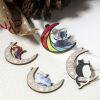 Picture of Natural Wood Galaxy Pendants Multicolor Half Moon 4.3cm x 3.5cm
