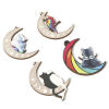 Picture of Natural Wood Galaxy Pendants Multicolor Half Moon 4.3cm x 3.5cm