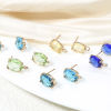 Image de 2 Pcs Boucles d'Oreilles Puces en Laiton+Verre Doré Ovale à Strass Coloré avec Boucle Epaisseur de Fil: (21 gauge)