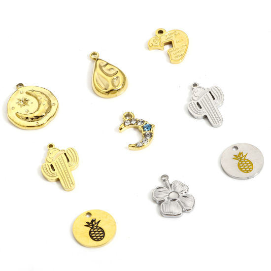 Immagine di 1 Pz Placcatura Sottovuoto Ecologica 304 Acciaio Inossidabile Elegante Charms Tondo Multicolore Ananas