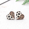 Picture of Natural Wood Sport Ear Post Stud Earrings Multicolor Heart Leopard Print