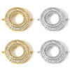 Picture of Brass Connectors Charms Pendants Circle Ring Real Gold Plated Micro Pave Clear Cubic Zirconia 26mm x 21.5mm