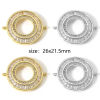 Picture of Brass Connectors Charms Pendants Circle Ring Real Gold Plated Micro Pave Clear Cubic Zirconia 26mm x 21.5mm