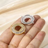 Picture of Brass Connectors Charms Pendants Circle Ring Real Gold Plated Micro Pave Clear Cubic Zirconia 26mm x 21.5mm