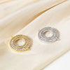 Picture of Brass Connectors Charms Pendants Circle Ring Real Gold Plated Micro Pave Clear Cubic Zirconia 26mm x 21.5mm