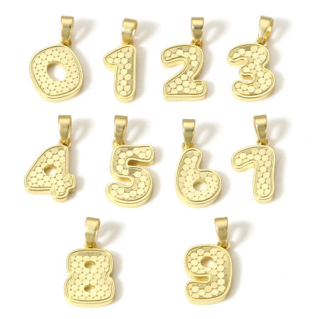 1 Pièce Pendentif Breloque en Laiton Chiffre Plaqué Or Véritable Ecailles de Poisson