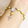 Picture of 304 Stainless Steel Religious Handmade Link Chain Bracelets Silver Tone Evil Eye Cross Double-sided Enamel 15cm(5 7/8") long
