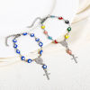 Picture of 304 Stainless Steel Religious Handmade Link Chain Bracelets Silver Tone Evil Eye Cross Double-sided Enamel 15cm(5 7/8") long