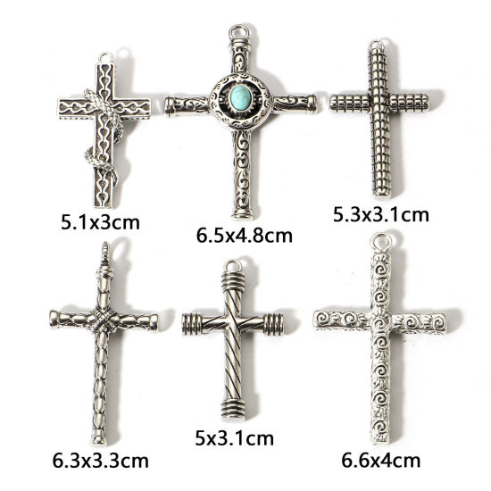 Picture of Zinc Based Alloy Religious Pendants Antique Silver Color Cross