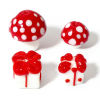 Bild von 2 Stück Muranoglas Perlen für die DIY-Schmuckherstellung Pilz Weiß & Rot 3D