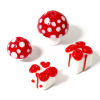 Bild von 2 Stück Muranoglas Perlen für die DIY-Schmuckherstellung Pilz Weiß & Rot 3D