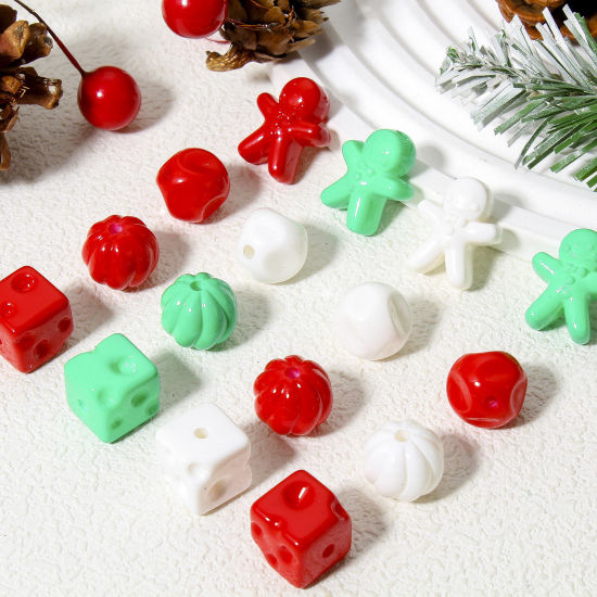 Picture of Acrylic Beads For DIY Charm Jewelry Making At Random Mixed Color Christmas Ginger Bread Man 3D