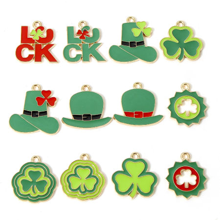 10 Unidades Zamak Día de San Patricio Colgantes Charms Chapado en Oro Esmalte