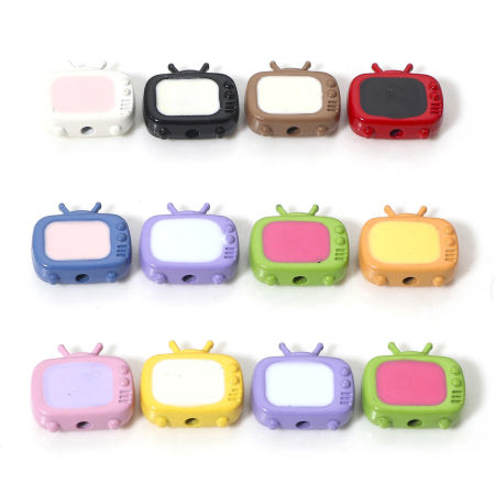 5 Unidades Zamak Cuentas para la Fabricación de Joyas con Dijes de Bricolaje Multicolor Televisión Esmalte Aprox 13mm x 12mm, Agujero: Aprox 1.6mm