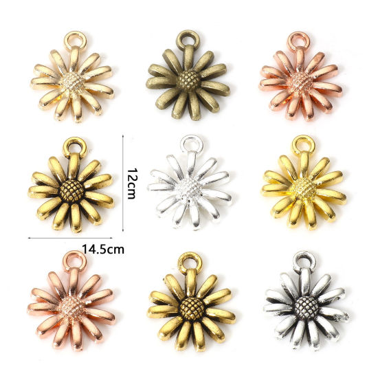 Picture of Zinc Based Alloy Charms Multicolor Daisy Flower 14.5mm x 12mm